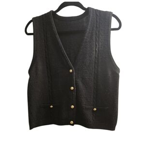 Sag Harbor black knitted v-neck vest, size small
